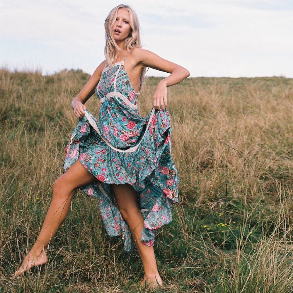 Spell and the Gypsy Collective Babushka Midi Dress Turquoise XS - Picture 9 of 16